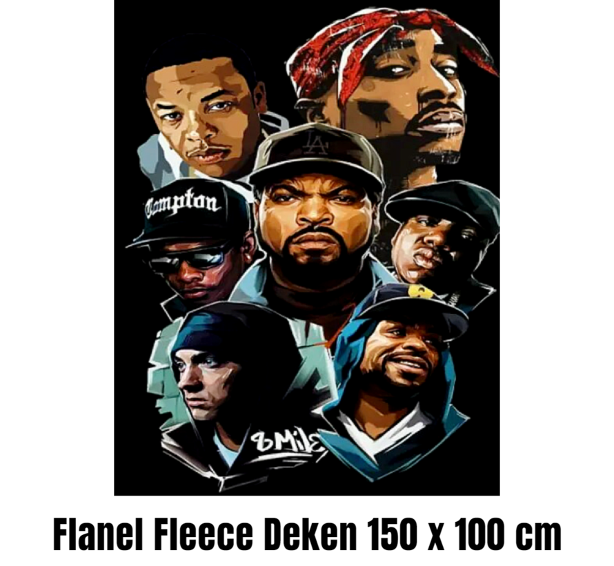 Allernieuwste.nl® Hip Hop Old School 90's Flanel Fleece Plaid Deken - Superzachte Hiphop Flanellen Pluche Deken Flannel - Tupac Eminem Biggie Rap - Kleur 150 x 100 cm