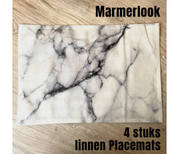 Allernieuwste.nl® 4 Stuks Placemats Marmerlook Linnen  - 45 x 30 cm