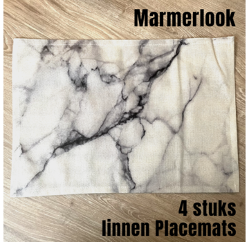 Allernieuwste.nl® 4 Stuks Placemats Marmerlook Linnen  - 45 x 30 cm