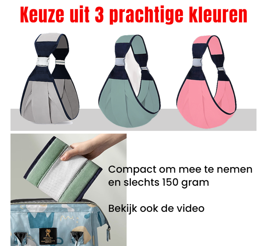 Allernieuwste.nl® Baby Draagzak Draagdoek Babydrager MINTGROEN - 0 to 3 jaar - Ergonomische Veilige Buikdrager Baby Drager Babydraagzak - Mintgroen