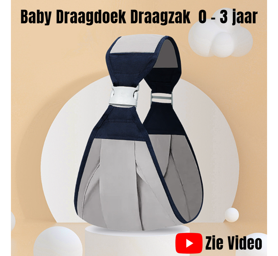 Allernieuwste.nl® Baby Draagzak Draagdoek Babydrager GRIJS - 0 to 3 jaar - Ergonomische Veilige Buikdrager Baby Drager Babydraagzak - Grijs