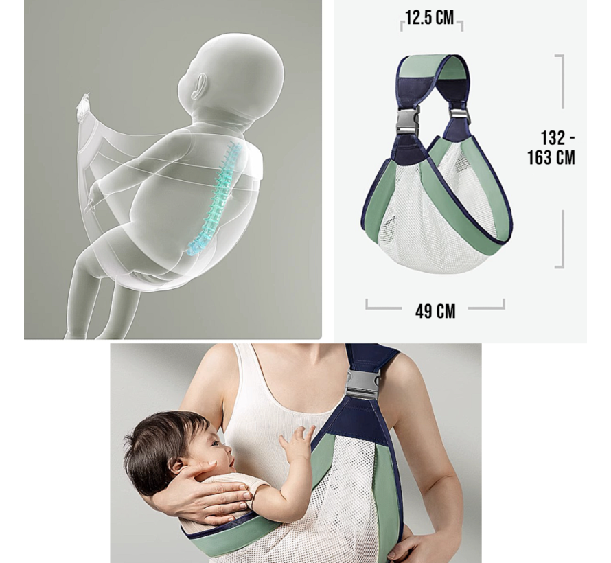 Baby Draagzak Draagdoek Babydrager GRIJS - 0 to 3 jaar - Ergonomische Veilige Buikdrager Baby Drager Babydraagzak - Grijs