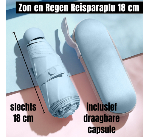 Allernieuwste.nl® Allernieuwste.nl® Opvouwbare Reisparaplu Waterdicht en Anti-UV - Mini Parapluvoor Zak of Tas - Modische Kleuren - Incl Capsule - parapluie - Kleur Blauw