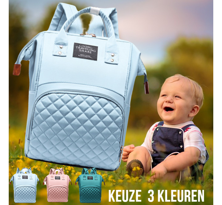 LaGloss® Luxe Luiertas Verzorgingstas BLAUW - Mama Bag - Baby Rug Tas - Rugzak Luier tas - Baby Verzorging - Blauw