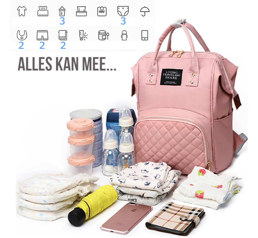 LaGloss® Luxe Luiertas Verzorgingstas SMARAGD GROEN - Mama bag - Baby Rug Tas - Rugzak Luier tas - Baby Verzorging - Smaragd-Groen