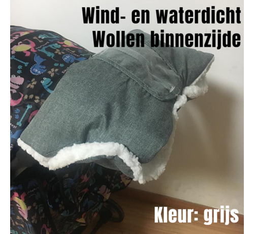 Allernieuwste.nl® Allernieuwste.nl® Kinderwagen Handschoenen Handwarmer Buggy - Wollen Binnenzijde - Winddicht - Waterdicht - Gants de Poussette - Warme Handen Wanten - 2-in-1 - kleur Grijs
