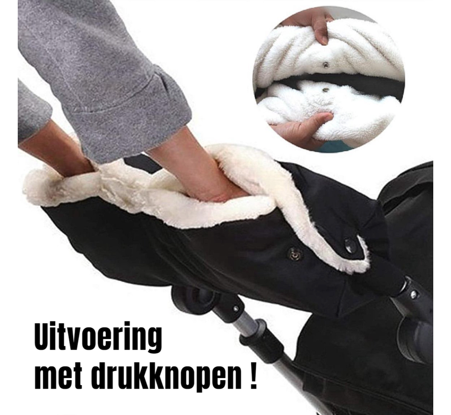 Allernieuwste.nl® Kinderwagen Handschoenen Handwarmer Buggy - Wollen Binnenzijde - Winddicht - Waterdicht - Gants de Poussette - Warme Handen Wanten - 2-in-1 - Olifantjes