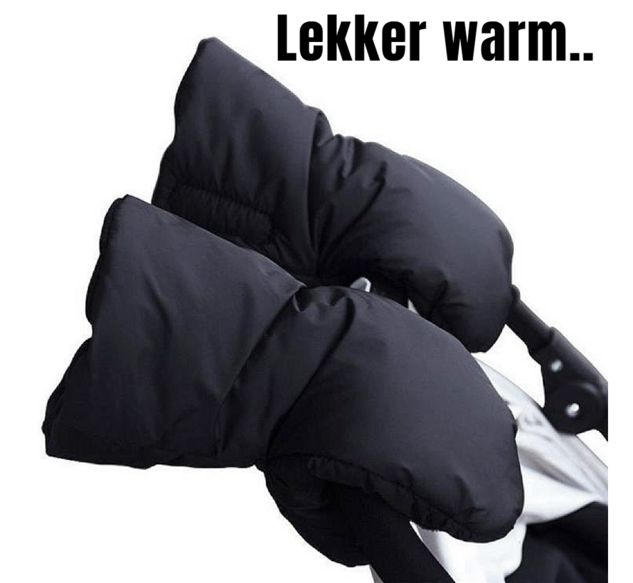 Allernieuwste.nl® Kinderwagen Handschoenen 2 Stuks Wanten Buggy - Wollen Binnenzijde - Winddicht - Waterdicht - Gants de Poussette - Warme Handmoffen - 2 Stuks Apart - kleur Zwart