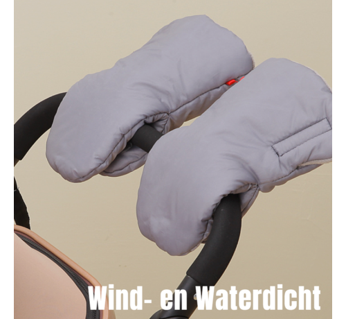 Allernieuwste.nl® Allernieuwste.nl® Kinderwagen Handschoenen 2 Stuks Wanten Buggy - Wollen Binnenzijde - Winddicht - Waterdicht - Gants de Poussette - Warme Handmoffen - 2 Stuks Apart - kleur Grijs