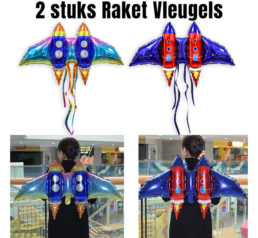 Allernieuwste.nl® 2 STUKS Opblaasbare RAKET Vleugels - 106 x 75 cm Raketvleugels Speelgoed voor Kinderen - Ailes de fusée gonflables 2 pièces - 2 Stuks