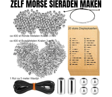 Allernieuwste.nl® SET Morse Code Armbanden - Complete 821-delige HOBBY SET - ZILVER