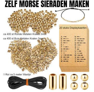 Allernieuwste.nl® SET Morse Code Armbanden - Complete 821-delige HOBBY SET - GOUD