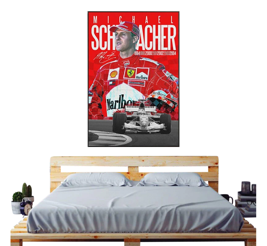 Allernieuwste.nl® Canvas Michael Schumacher Formule 1 Coureur - F1 Grand Prix - Kleur - 50 x 70 cm