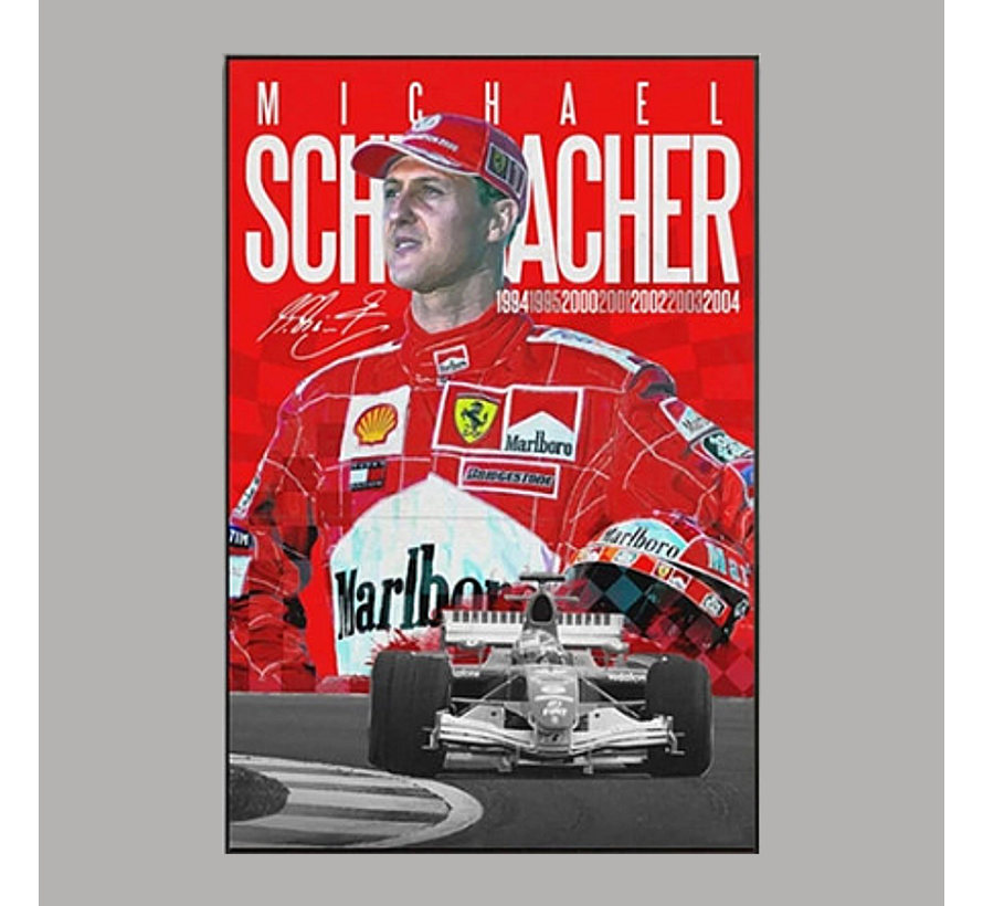 Allernieuwste.nl® Canvas Michael Schumacher Formule 1 Coureur - F1 Grand Prix - Kleur - 50 x 70 cm