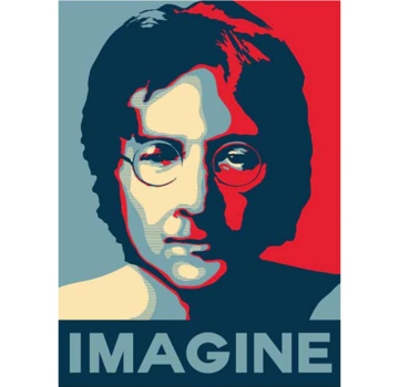 Allernieuwste.nl® Canvas Schilderij John Lennon IMAGINE - 50 x 70 cm