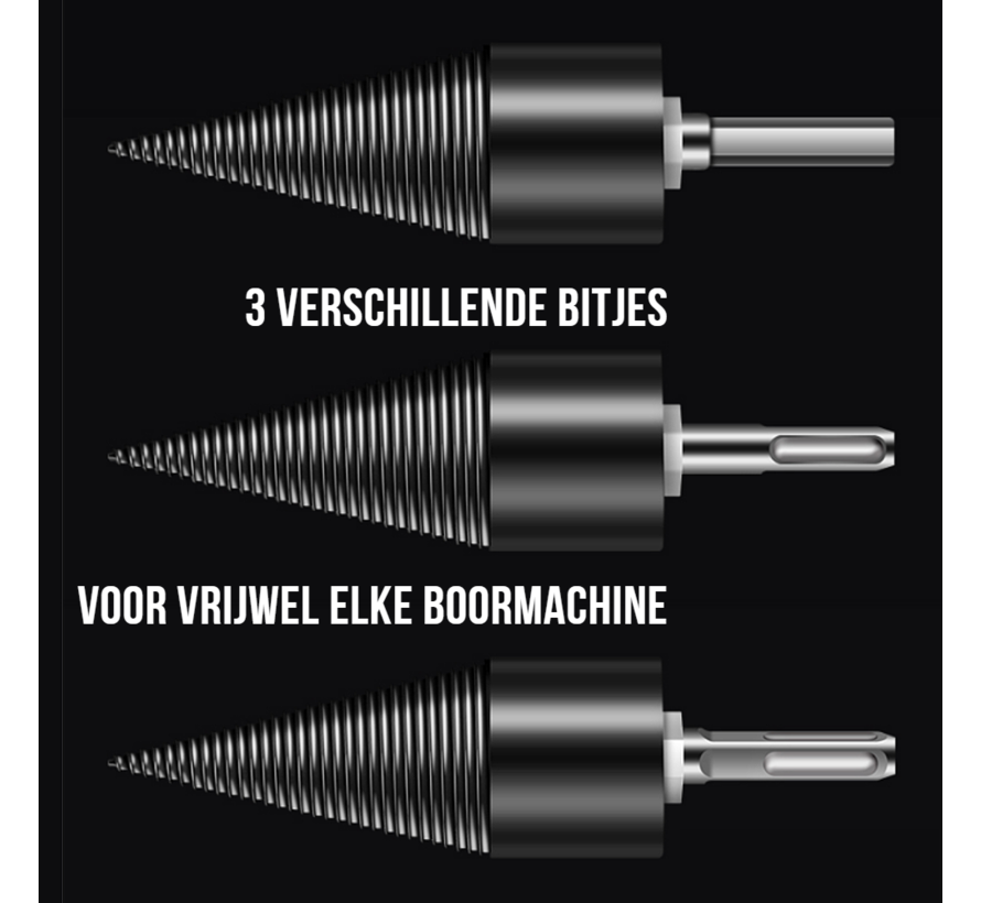 Allernieuwste.nl® Set Houtkloofboor 32 mm Houtklover Houtsplitter Houtsplijter Houtkliever Aanmaakhout Houtklover Boor Open Haard - RVS Staal 32 mm