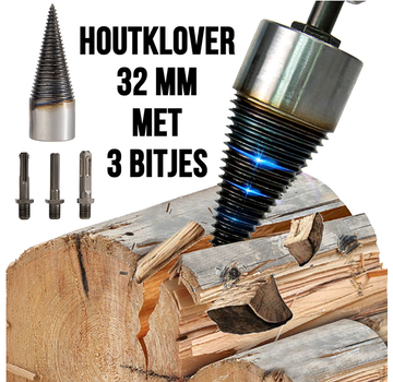 Allernieuwste.nl® Houtkloofboor Set - RVS Staal 32 mm