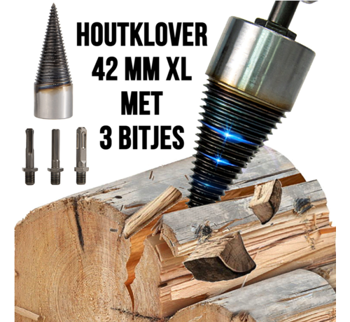 Allernieuwste.nl® Allernieuwste.nl® Set Houtkloofboor 42 mm XL Houtklover Houtsplitter Houtsplijter Houtkliever Aanmaakhout Houtklover Boor Open Haard - RVS Staal 42 mm