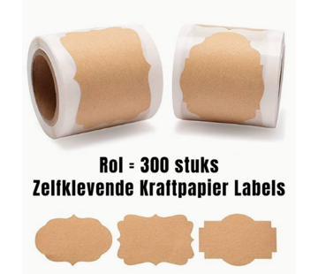 Allernieuwste.nl® 300 STUKS Zelfklevende Kraftpapier Stickers - Bruin