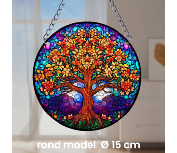 Allernieuwste.nl® Ronde Raamdecoratie Levensboom met Ketting - 15 cm