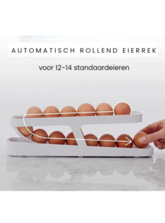 Allernieuwste.nl® Rollende Eierhouder voor Koelkast - Eierdoos -Eierhouder- Eierrek - Koelkast Organizer - voor 12-14 eieren