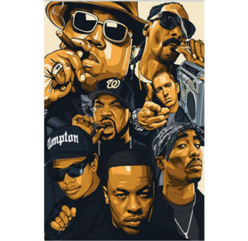 Allernieuwste.nl® Canvas Schilderij Hip Hop Legends - zonder handtekeningen  - 100 x 150 cm