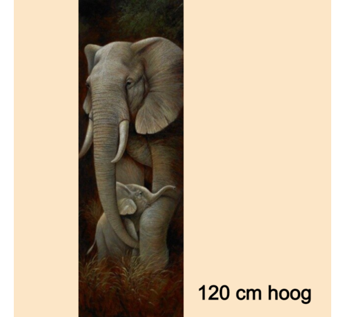 Allernieuwste.nl® Allernieuwste.nl® Canvas Schilderij * Olifant met Kalfje * - Kunst aan je Muur - Realistisch - kleur - 40 x 120 cm