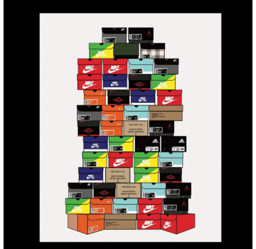 Allernieuwste.nl® Canvas Schilderij Schoenendozen Collectie Jordan Sneakers - 50 x 70 cm