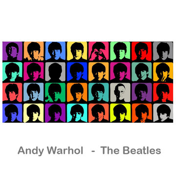 Allernieuwste.nl® Canvas Schilderij Andy Warhol 32x The Beatles - 70 x 140 cm