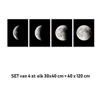 Allernieuwste.nl® Canvas Schilderij 4-luik MAAN Stadia - 30 x 40 cm