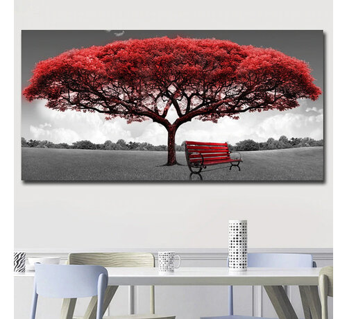 Allernieuwste.nl® Allernieuwste.nl® Canvas Schilderij * Rode Money Tree - Geldboom * - Kunst aan je Muur - Romantisch - Kleur - 70 x 100 cm