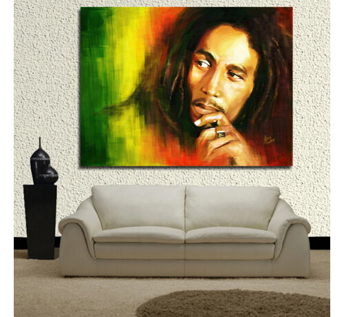 Allernieuwste.nl® Allernieuwste.nl® Canvas Schilderij * BOB MARLEY Tribute * - Moderne Kunst aan je Muur - Kleur - 50 x 70 cm