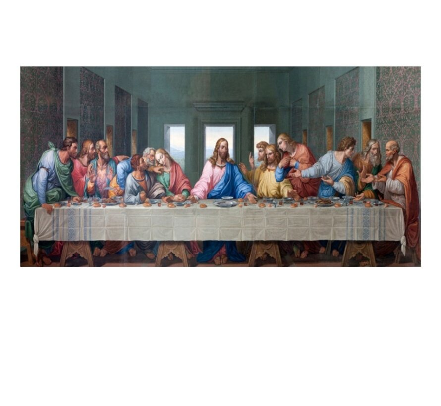 Allernieuwste.nl® Canvas Schilderij Het Laatste Avondmaal van Da Vinci - Kunst aan je Muur - Groot schilderij - Kleur  - 30 x 60 cm