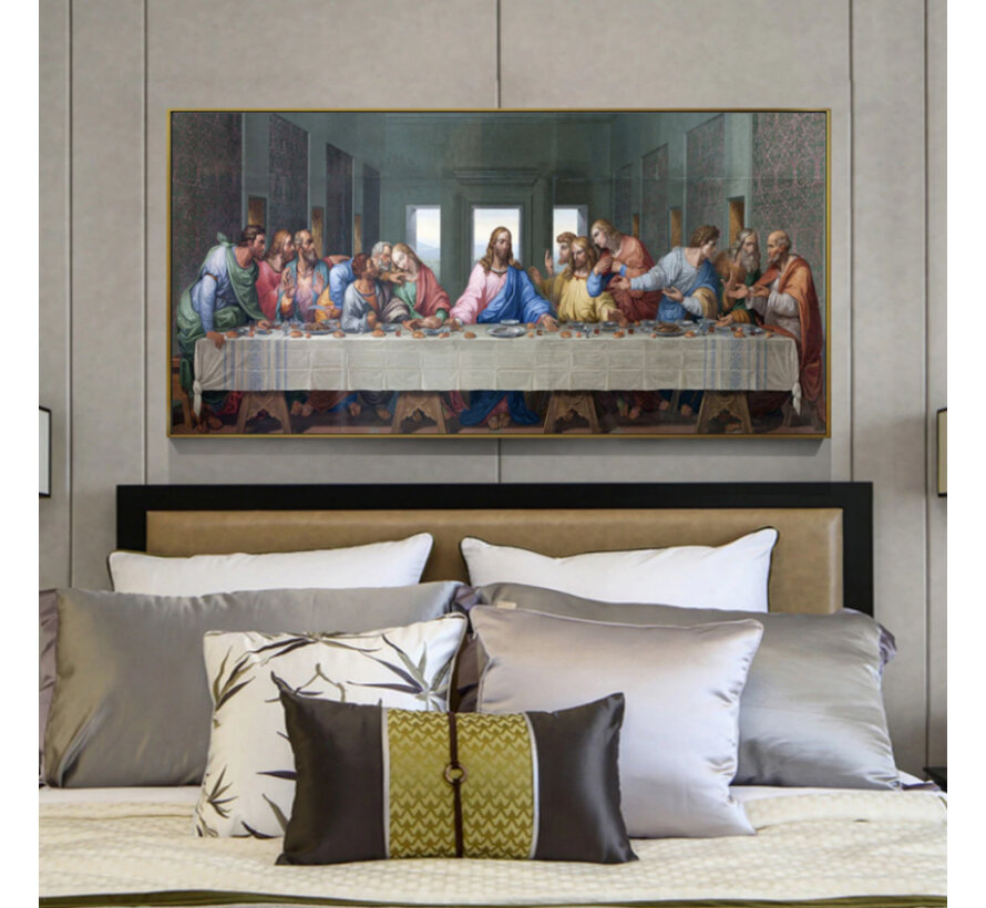 Allernieuwste.nl® Canvas Schilderij Het Laatste Avondmaal van Da Vinci - Kunst aan je Muur - Groot schilderij - Kleur  - 30 x 60 cm