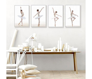 Allernieuwste.nl® Canvas Schilderij 4-luik Ballet Danseres Poses - 4x 30 x 40 cm