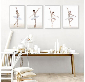 Allernieuwste.nl® Canvas Schilderij 4-luik Ballet Danseres Poses - 4x 30 x 40 cm