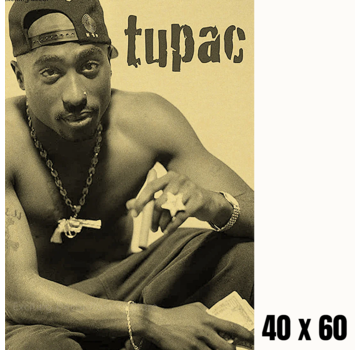 Allernieuwste.nl® Canvas Schilderij Rapper TUPAC SHAKUR - 40 x 60 cm