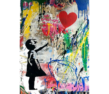 Allernieuwste.nl® Canvas Schilderij Banksy Girl with Balloon Grafitti - 60 x 90 cm