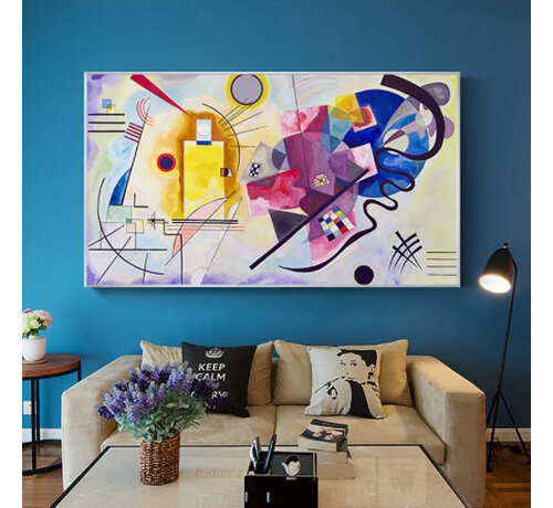 Allernieuwste.nl® Allernieuwste.nl® Canvas Schilderij Wassily Kandinsky Yellow Red & Blue - Moderne Kunst - Reproductie - 60 x 90 cm - Kleur