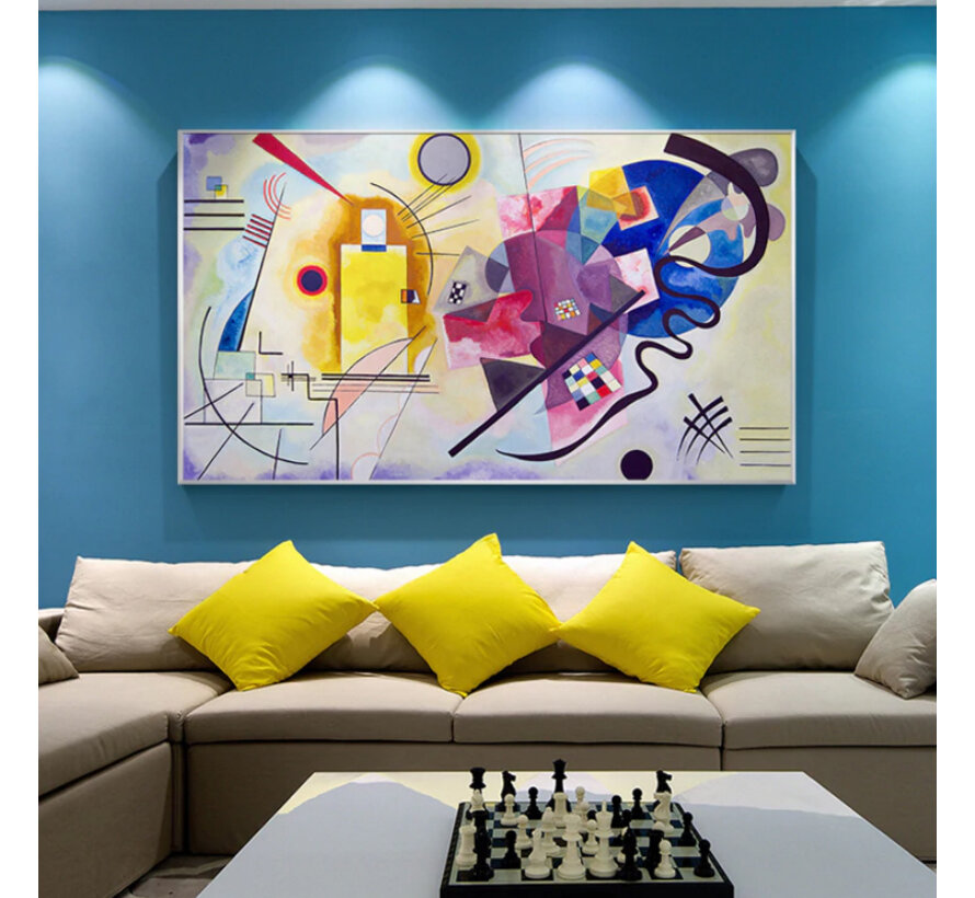 Allernieuwste.nl® Canvas Schilderij Wassily Kandinsky Yellow Red & Blue - Moderne Kunst - Reproductie - 60 x 90 cm - Kleur