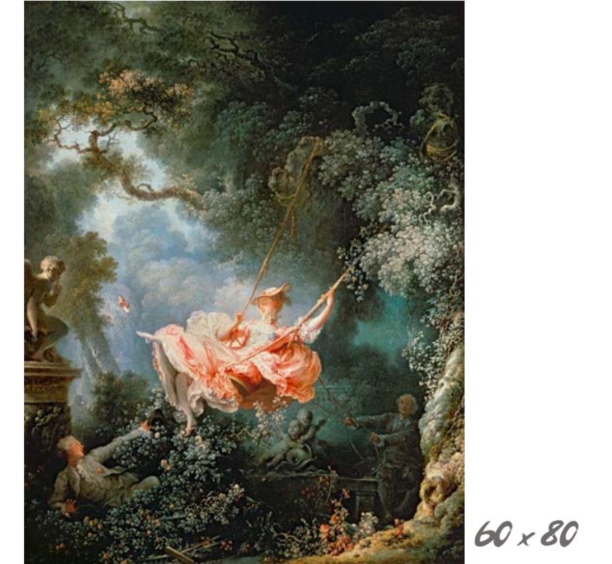 Allernieuwste.nl® Canvas Schilderij De schommel - Schilderij van Jean-HonorÃ© Fragonard - Rococo - Kleur - 60 x 80 cm