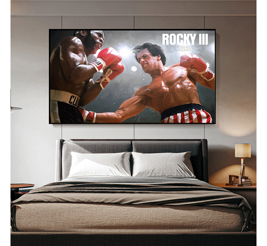 Allernieuwste.nl® Canvas Rocky 3 met Sylvester Stallone (1982) - Boks Film - Kleur - 60 x 100 cm