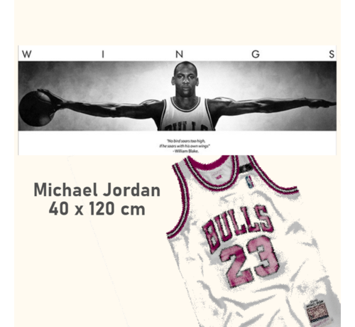Allernieuwste.nl® Allernieuwste.nl® Canvas Schilderij 5 luik Michael Jordan Wings - Basketbal Topper Poster - Sport - 80 x 150 cm - Kleur