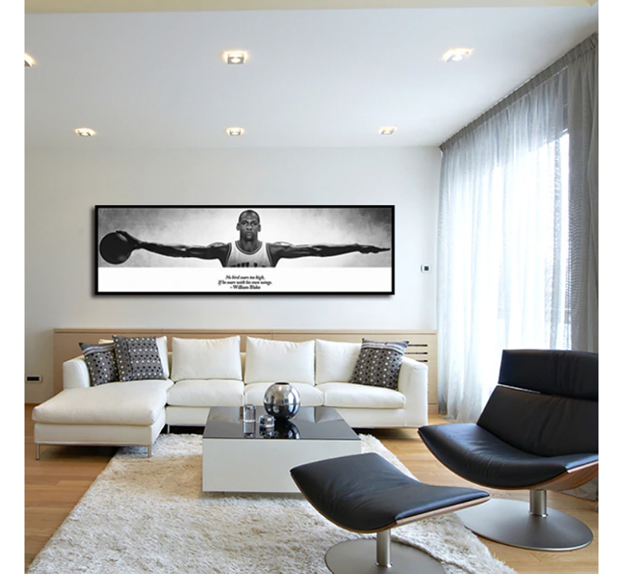 Allernieuwste.nl® Canvas Schilderij 5 luik Michael Jordan Wings - Basketbal Topper Poster - Sport - 80 x 150 cm - Kleur