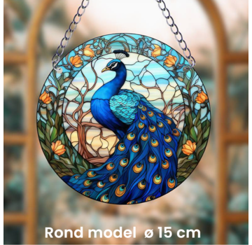 Allernieuwste.nl® Ronde Raamdecoratie Pauw - 15 cm