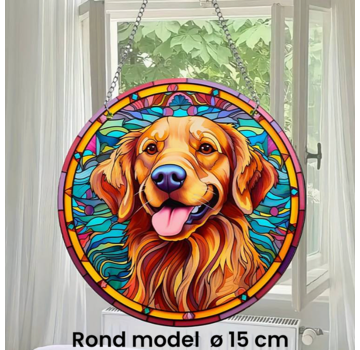 Allernieuwste.nl® Ronde Raamdecoratie Golden Retriever 2 - 15 cm