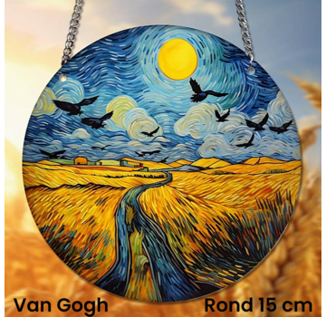 Allernieuwste.nl® Ronde Raamhanger Raamdecoratie Van Gogh Korenveld - 15 cm