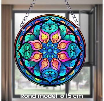 Allernieuwste.nl® Ronde Raamhanger Raamdecoratie Mandala Bloem met Ketting - 15 cm