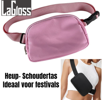 LaGloss® Ultieme Waterdichte Nylon Sport Heuptas - 20.5 x 14x 5 cm - Rose