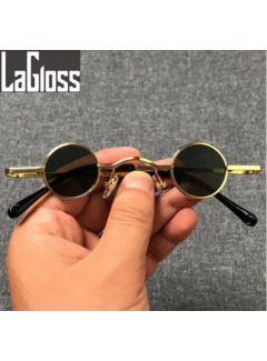 LaGloss® Steam Design Ronde Retro Zonnebril Zwart met Goud montuur